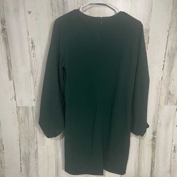 BADGLEY MISCHKA Belle Dress sz 4 Dark Green Cocktail Party Velvet Balloon Sleeve - Picture 8 of 9